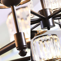 3/6/8 Lights Radial Pendant Chandelier Contemporary Crystal Hanging Light in Black for Bedroom - Rebooters