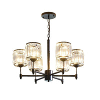 3/6/8 Lights Radial Pendant Chandelier Contemporary Crystal Hanging Light in Black for Bedroom - Rebooters