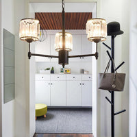 3/6/8 Lights Radial Pendant Chandelier Contemporary Crystal Hanging Light in Black for Bedroom - Rebooters