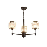 3/6/8 Lights Radial Pendant Chandelier Contemporary Crystal Hanging Light in Black for Bedroom - Rebooters