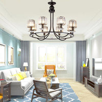 4/6/8 Lights Circle Hanging Chandelier Crystal Light Black - Rebooters