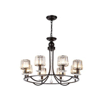 4/6/8 Lights Circle Hanging Chandelier Crystal Light Black - Rebooters