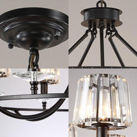 4/6/8 Lights Circle Hanging Chandelier Crystal Light Black - Rebooters