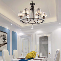 4/6/8 Lights Circle Hanging Chandelier Crystal Light Black - Rebooters