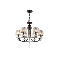 4/6/8 Lights Circle Hanging Chandelier Crystal Light Black - Rebooters