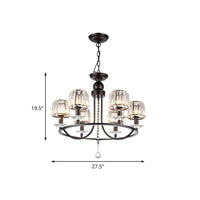 4/6/8 Lights Circle Hanging Chandelier Crystal Light Black - Rebooters