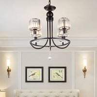 4/6/8 Lights Circle Hanging Chandelier Crystal Light Black - Rebooters