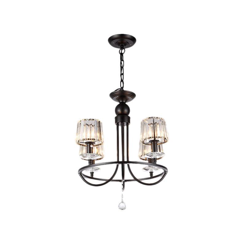 4/6/8 Lights Circle Hanging Chandelier Crystal Light Black - Rebooters