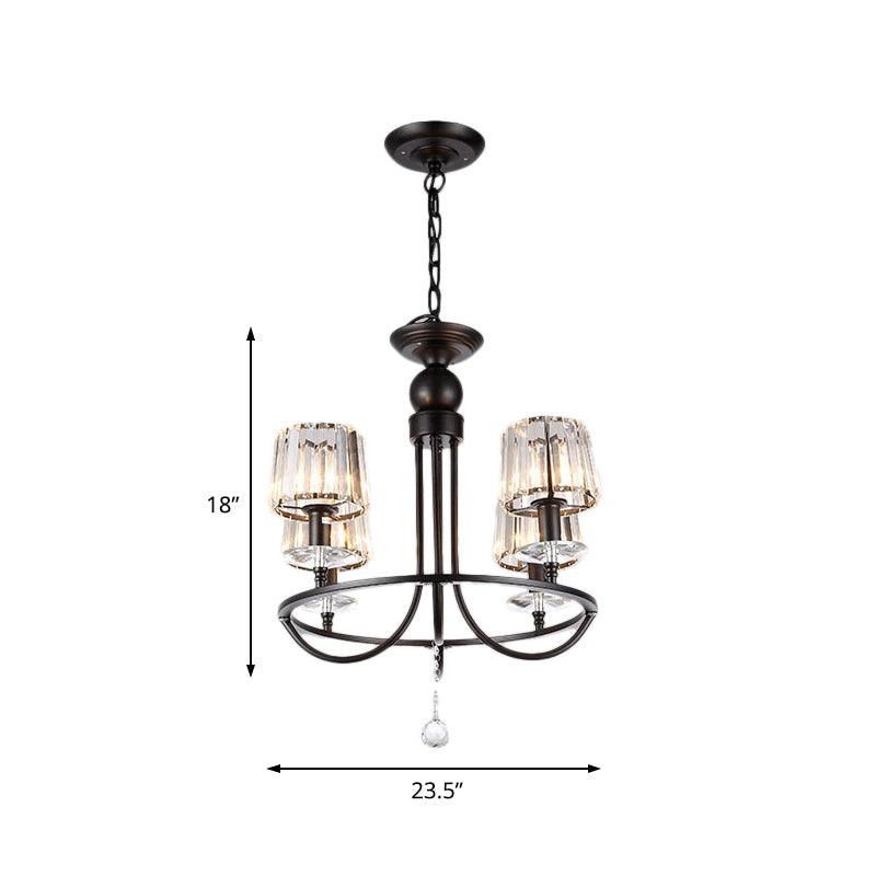 4/6/8 Lights Circle Hanging Chandelier Crystal Light Black - Rebooters