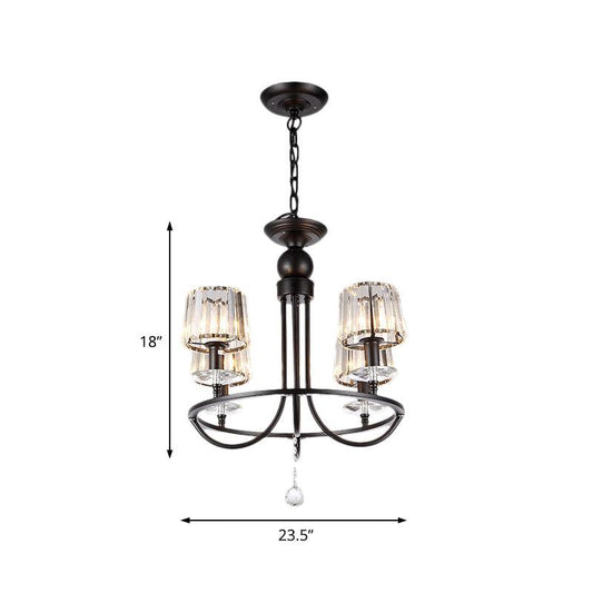 4/6/8 Lights Circle Hanging Chandelier Crystal Light Black - Rebooters