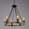 Circle Iron Ceiling Lighting Industrial Restaurant Chandelier Light Fixture with Hemp Rope in Black - Rebooters