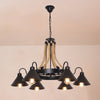 Iron Wheel Chandelier Pendant Light Vintage Restaurant Hanging Light in Black - Rebooters