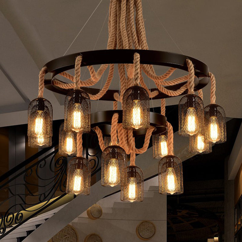 Cylinder Iron Chandelier Light Vintage Restaurant Pendant Light - Rebooters