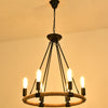 Circular Iron Ceiling Lighting Industrial Restaurant Chandelier Light Fixture with Hemp Rope in Black - Rebooters