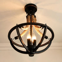 3 Bulbs Chandelier Lighting Retro Style Basket Iron Pendant Light - Rebooters