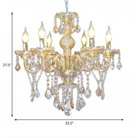 6 Heads Pyramid Pendant Chandelier Mid-Century Crystal Light - Rebooters