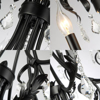 6/8 Bulbs Candle Pendant Chandelier Nordic Crystal Light Black - Rebooters