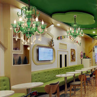 6 Heads Living Room Pendant Chandelier Retro Green Light Kit - Rebooters