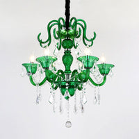 6 Heads Living Room Pendant Chandelier Retro Green Light Kit - Rebooters