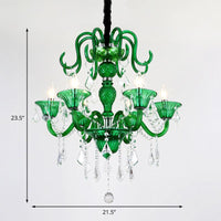 6 Heads Living Room Pendant Chandelier Retro Green Light Kit - Rebooters