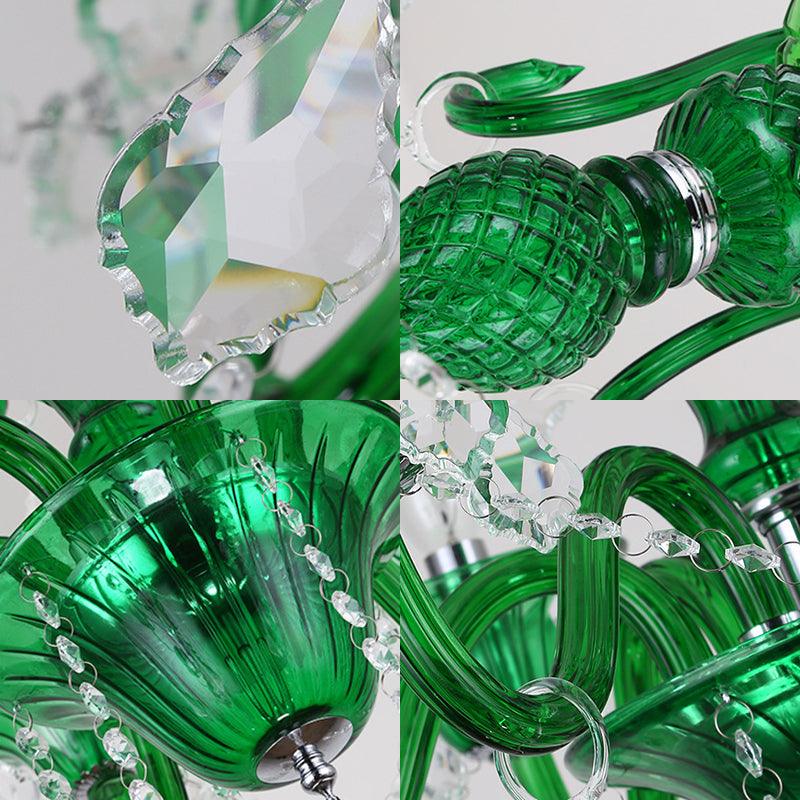 6 Heads Living Room Pendant Chandelier Retro Green Light Kit - Rebooters