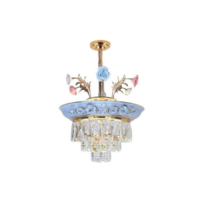 3-Tier Pendant Chandelier Modernism Crystal White Blue LED Light - Rebooters