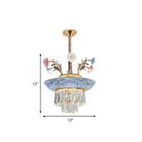 3-Tier Pendant Chandelier Modernism Crystal White Blue LED Light - Rebooters