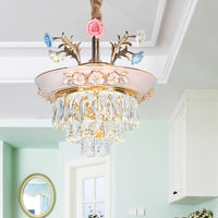 3-Tier Pendant Chandelier Modernism Crystal White Blue LED Light - Rebooters