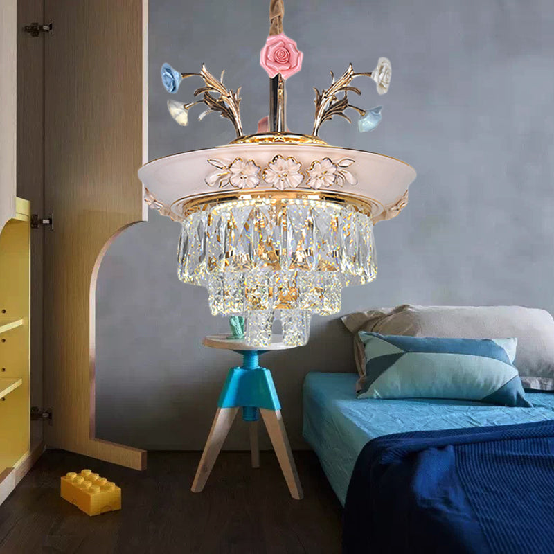 3-Tier Pendant Chandelier Modernism Crystal White Blue LED Light - Rebooters