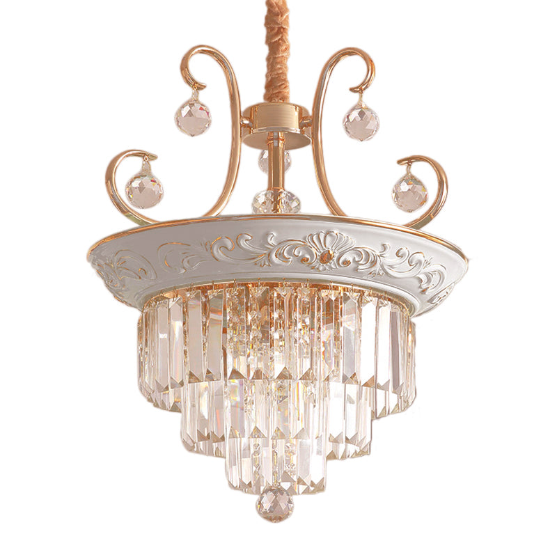 3 Bulbs Tiered Ceiling Chandelier Modernism Crystal Light - Rebooters