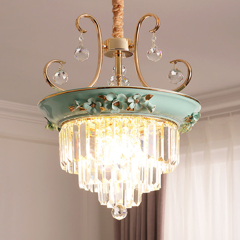 3 Bulbs Tiered Ceiling Chandelier Modernism Crystal Light - Rebooters