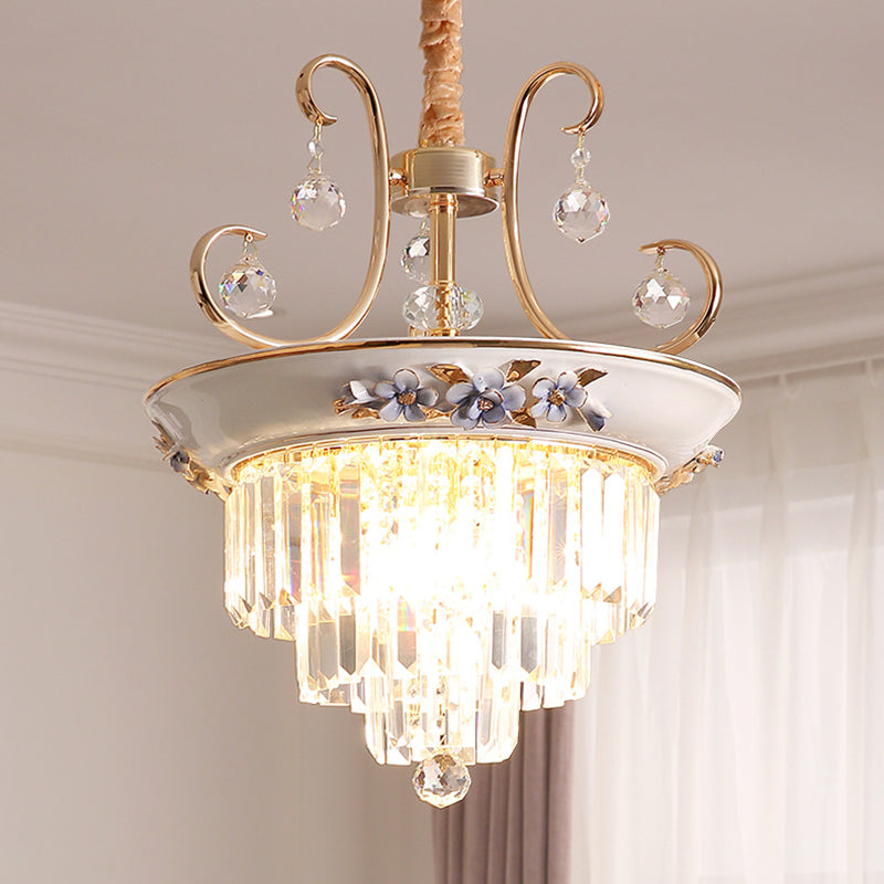 3 Bulbs Tiered Ceiling Chandelier Modernism Crystal Light - Rebooters