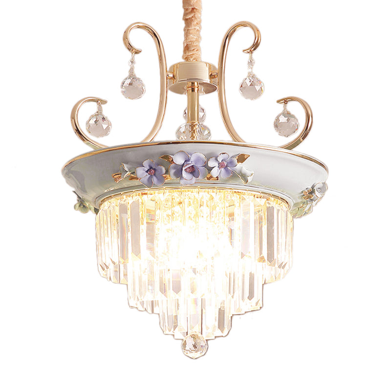 3 Bulbs Tiered Ceiling Chandelier Modernism Crystal Light - Rebooters