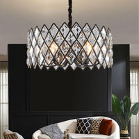 8 Light Living Room Ceiling Pendant Black Chandelier Light - Rebooters