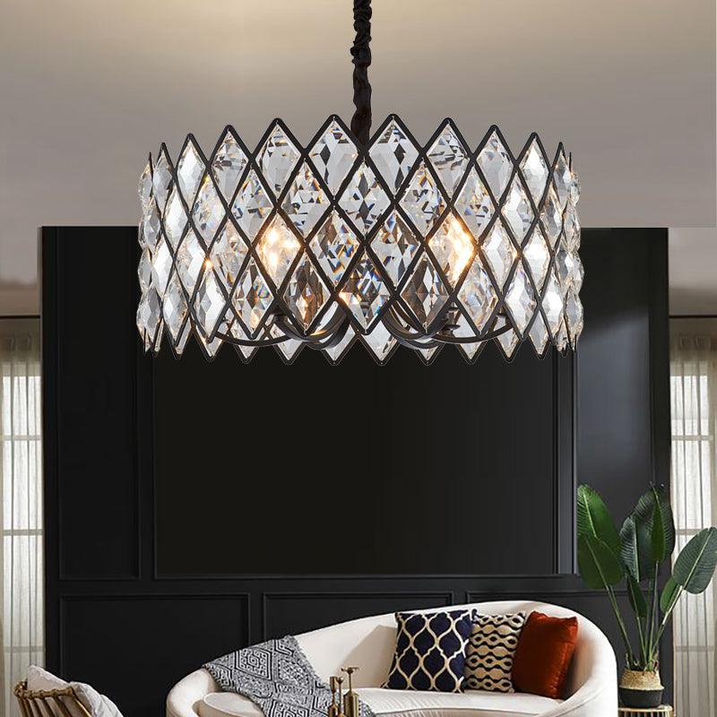 8 Light Living Room Ceiling Pendant Black Chandelier Light - Rebooters