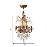 4 Lights Corridor Chandelier Light Modern Gold Lamp Crystal Drop - Rebooters