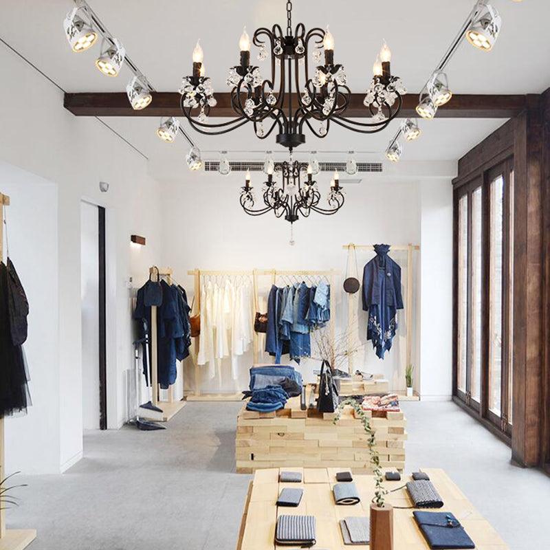 Bent Arm Frame Ceiling Light Vintage 6/8 Lights Black Suspension Light - Rebooters