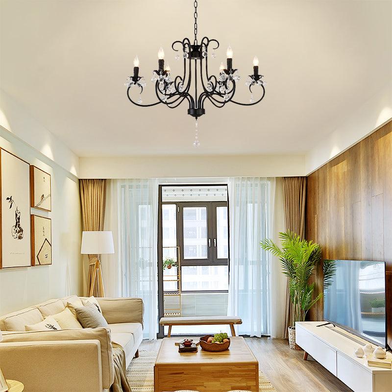 Bent Arm Frame Ceiling Light Vintage 6/8 Lights Black Suspension Light - Rebooters