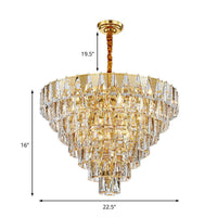 7 Tiers Chandelier Light Fixture Contemporary Crystal Block 10 Lights Gold - Rebooters
