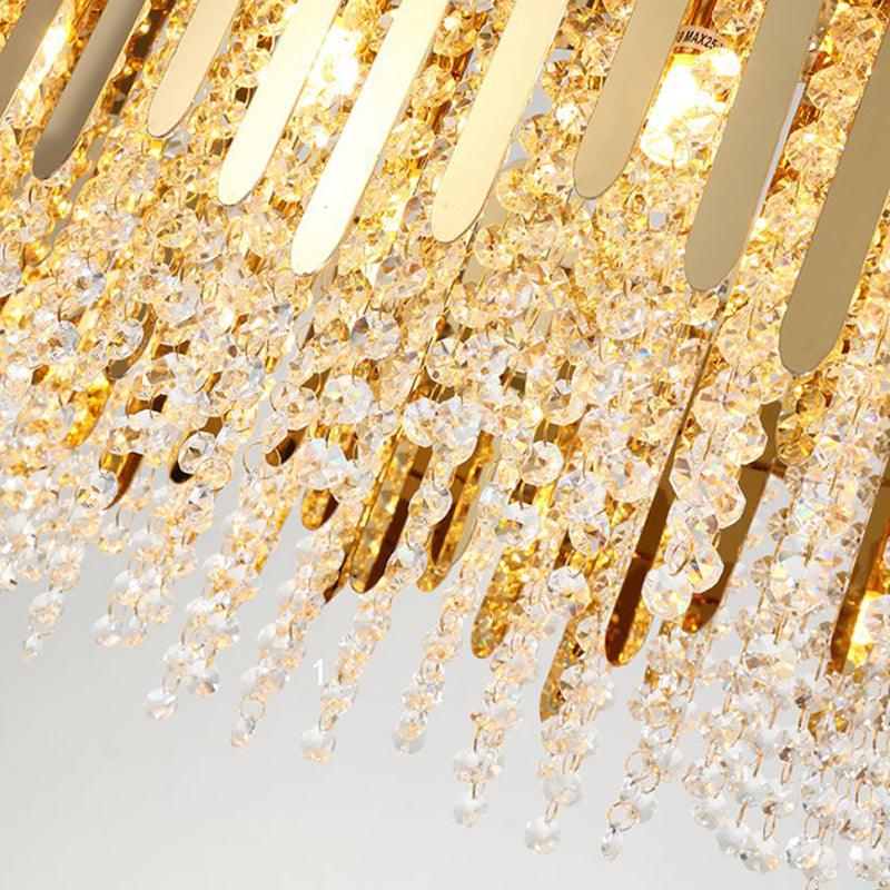 6 Lights Living Room Hanging Light Kit Brass Chandelier - Rebooters