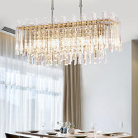 5 Lights Dining Room Chandelier Light Modern Chrome Hanging Light - Rebooters