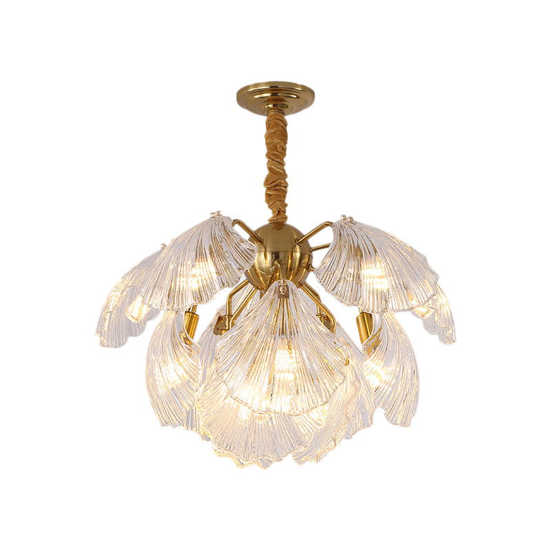 Shell Shape Chandelier Light Modernism Prism Glass 27 Inch - Rebooters
