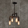 Industrial Plumbing Pipe Chandelier Pendant Light 4 Bulbs Iron Hanging Light in Rust - Rebooters