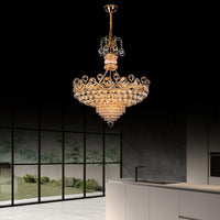 Basket Chandelier Light Contemporary Crystal Gold LED Hanging Light for Bedroom 18 Inch Wide - Rebooters