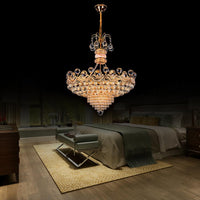 Basket Chandelier Light Contemporary Crystal Gold LED Hanging Light for Bedroom 18 Inch Wide - Rebooters