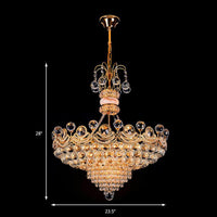 Basket Chandelier Light Contemporary Crystal Gold LED Hanging Light for Bedroom 18 Inch Wide - Rebooters