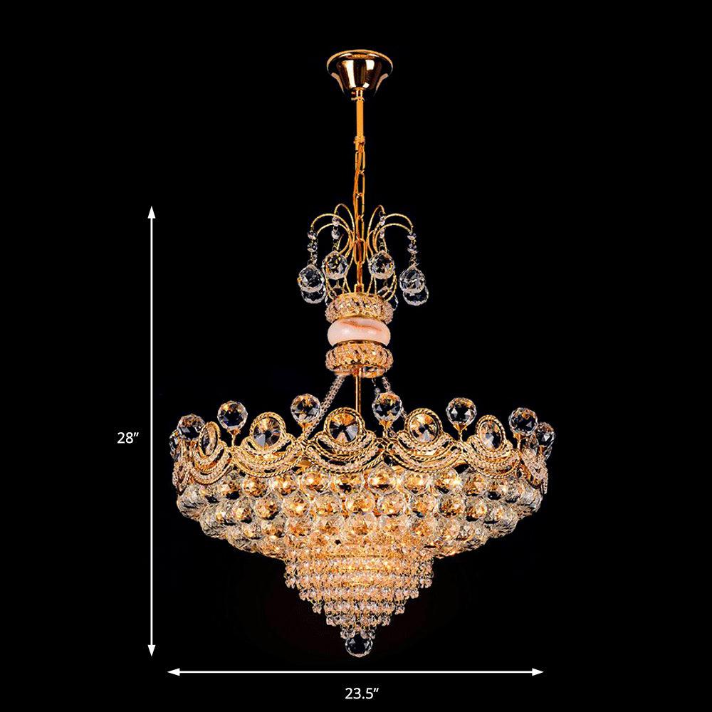 Basket Chandelier Light Contemporary Crystal Gold LED Hanging Light for Bedroom 18 Inch Wide - Rebooters