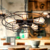 Retro Style Fan Cage Chandelier Pendant Light 5 Heads Iron - Rebooters