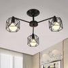 Iron Hexagonal Cage Suspension Light Simplicity Clothes Shop Chandelier Light in Black - Rebooters