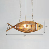 Bamboo Fish Suspension Light Asian Style Chandelier Wood - Rebooters